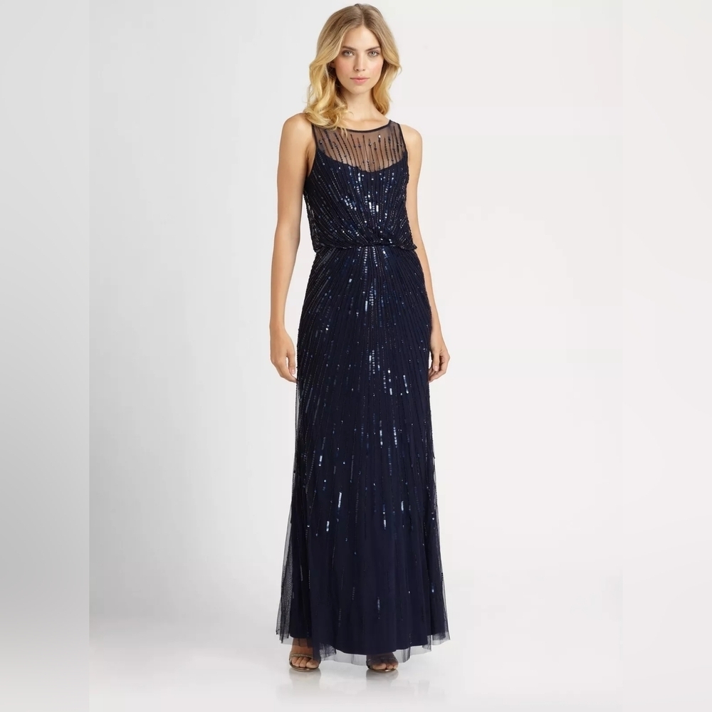 Aidan Mattox Sequin Illusion Yoke Gown Size 6